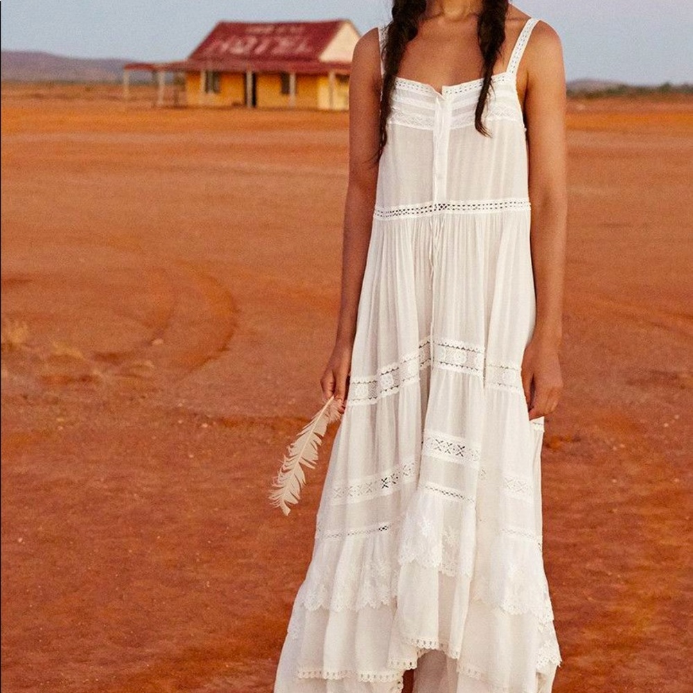 Spell Prairie Lace Dress White Medium